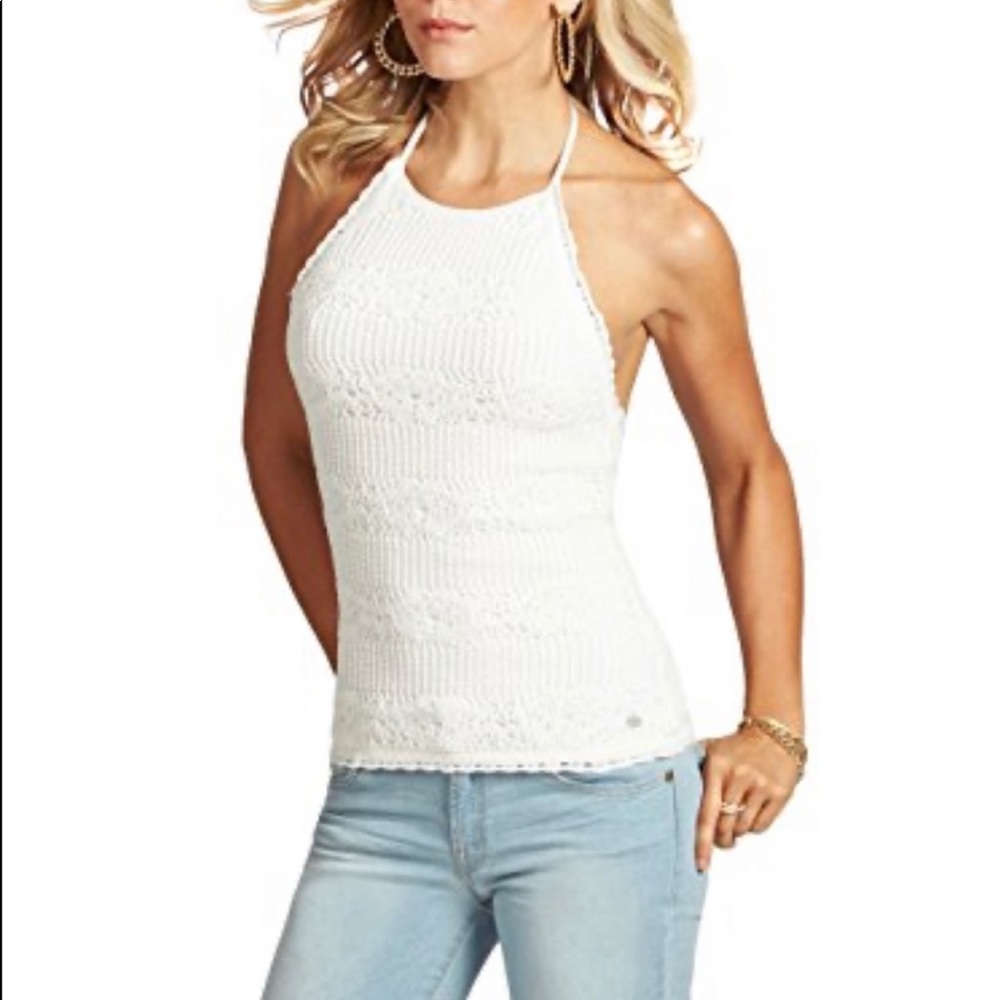 Guess Sleeveless Crochet Halter